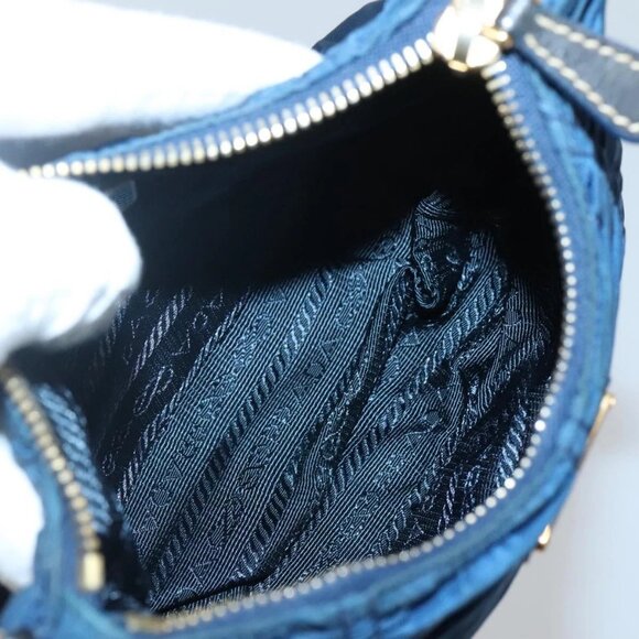 PRADA Accessory Pouch Nylon Blue Gold Auth 139522 - Picture 11 of 16